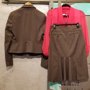 Body By Victoria Power Suit w/Ruffle Back 5 pocket Midi Skirt
